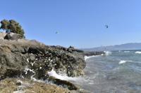 Wave hitting rocks in the Aegean