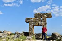 Author by the ancient ruins