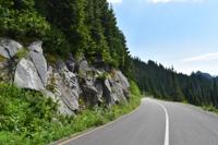 Windy road along the Mt. Rainier National Park